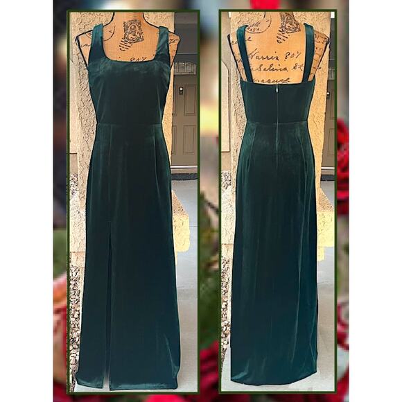 Lulus Elegant Sweetie Emerald Green Velvet Square Neck Maxi Dress Size: M - Picture 3 of 11